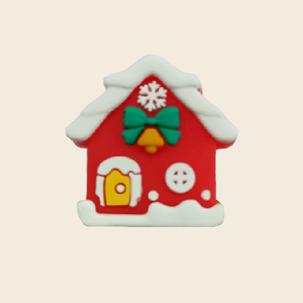 Wholesale 10pcs Cartoon 3D Christmas Little House Silicone Beads